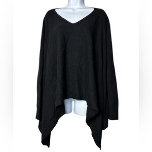 Garnet Hill 100% Cashmere Black  Vneck Oversized Boxy Sweater Hi-Lo Size XL